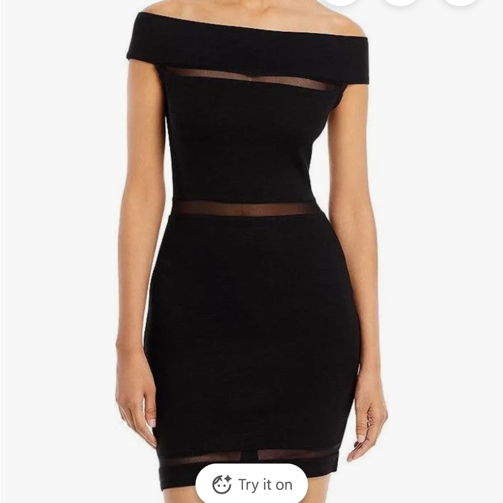 French Connection Black Off-Shoulder Bodycon Dress